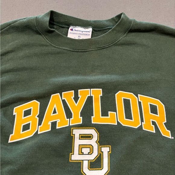 Men’s Green Champion Baylor Bears Crewneck Sweatshirt Size XL Vintage Pullover - Picture 3 of 6